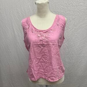 Y2K ice Pink Linen Beaded Embroidered Top